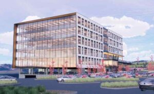 Exterior rendering of Utah's first mass timber office builidng