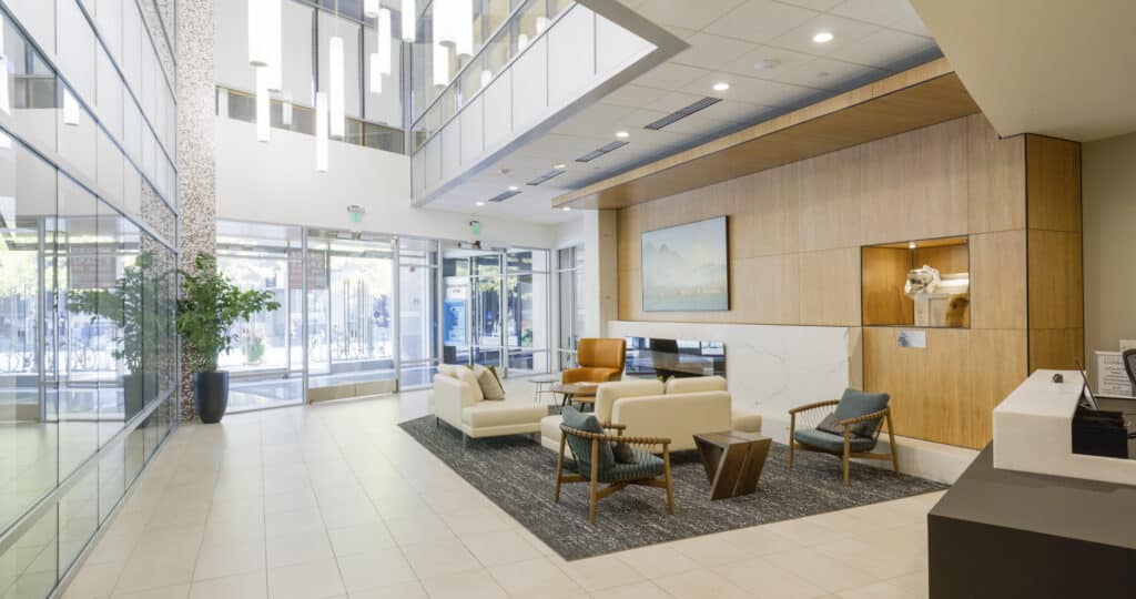 Interior view of 8th & Main building reception area