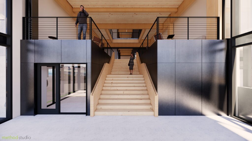 Interior of Baltic Pointe building, stairway