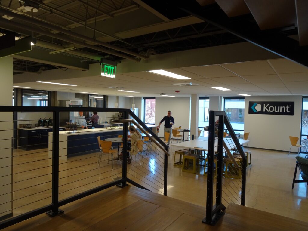 Interior of Kount Building, eating area