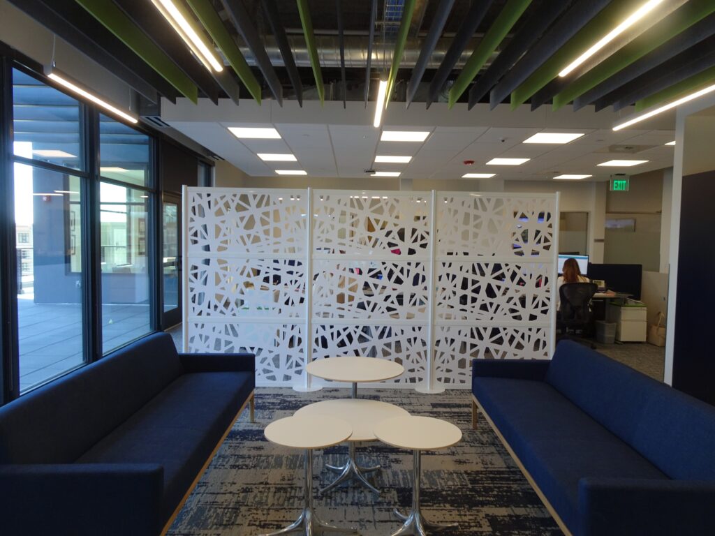 Interior of Kount Building, seating area