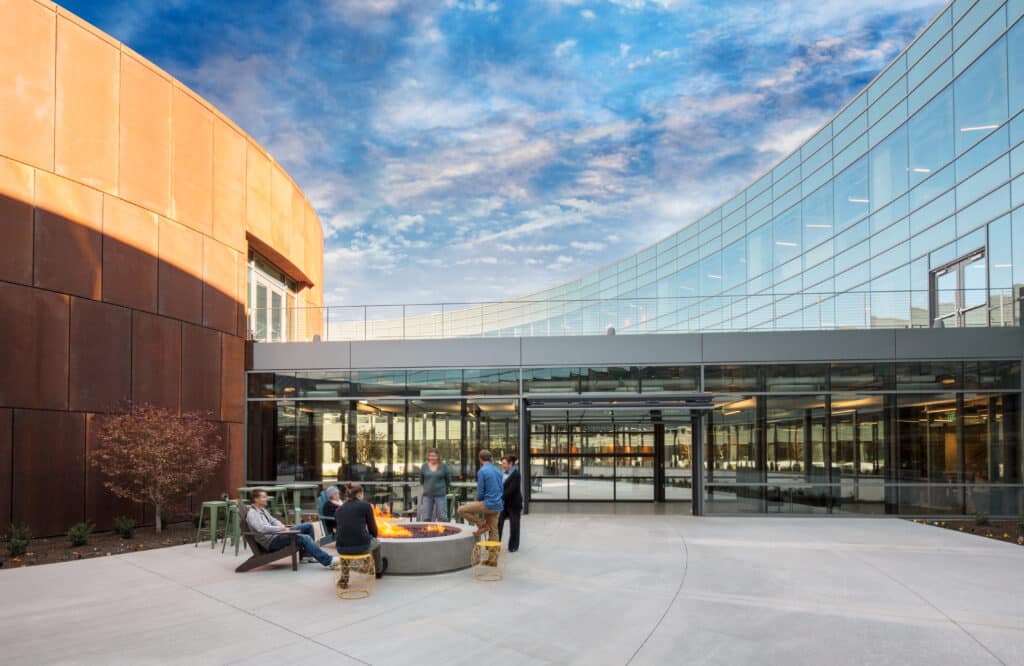Exterior of Overstock building, daytime