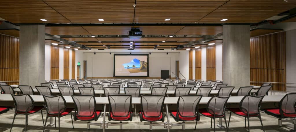 Interior of Overstock building, conference room