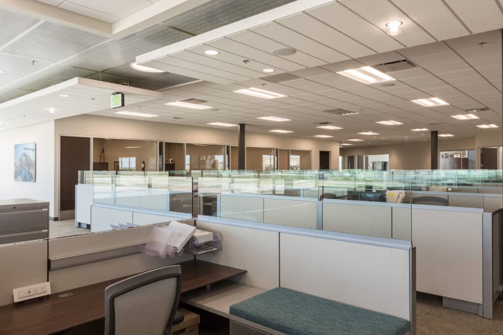 Interior of Savage building, cubicles