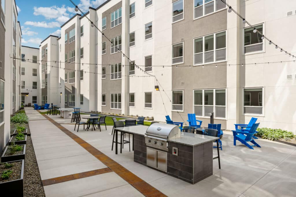 Exterior amenity space at the Osprey Student Housing